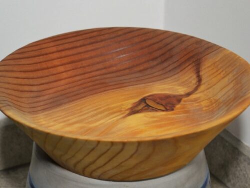 houten schaal sequoia met unieke tekening (mammoetboom)